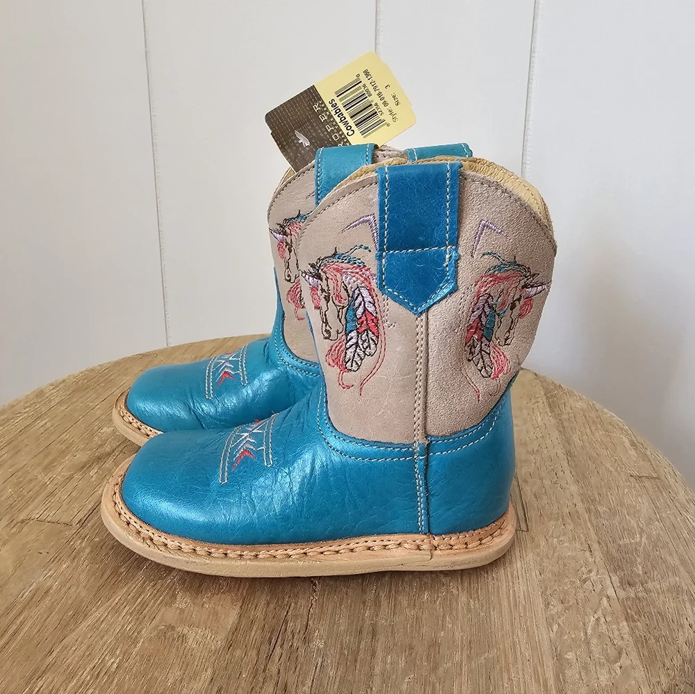 NEW Roper Cowbabies Unicorn Teal Cowboy Boots